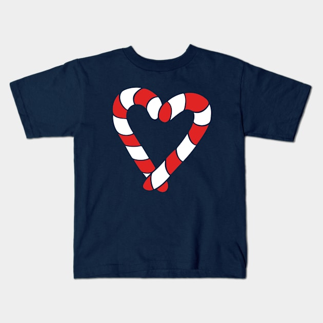 Candy Cane Heart Kids T-Shirt by bubbsnugg
